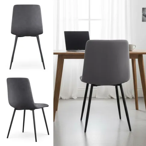 Szczegółowe zdjęcie nr 10 produktu 6x Welurowe krzesło tapicerowane pikowane Ciemny Grafit MILO Czarne nogi