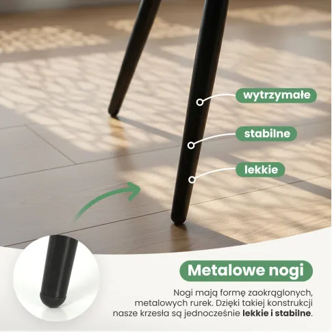 Szczegółowe zdjęcie nr 7 produktu 6x Welurowe krzesło tapicerowane pikowane Czarne MILO Czarne nogi