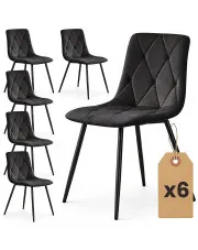 Zestaw 6 czarnych krzeseł welurowych - Lumario w sklepie Edinos.pl