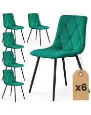 Zestaw 6 zielonych krzeseł tapicerowanych welurem - Lumario w sklepie Edinos.pl