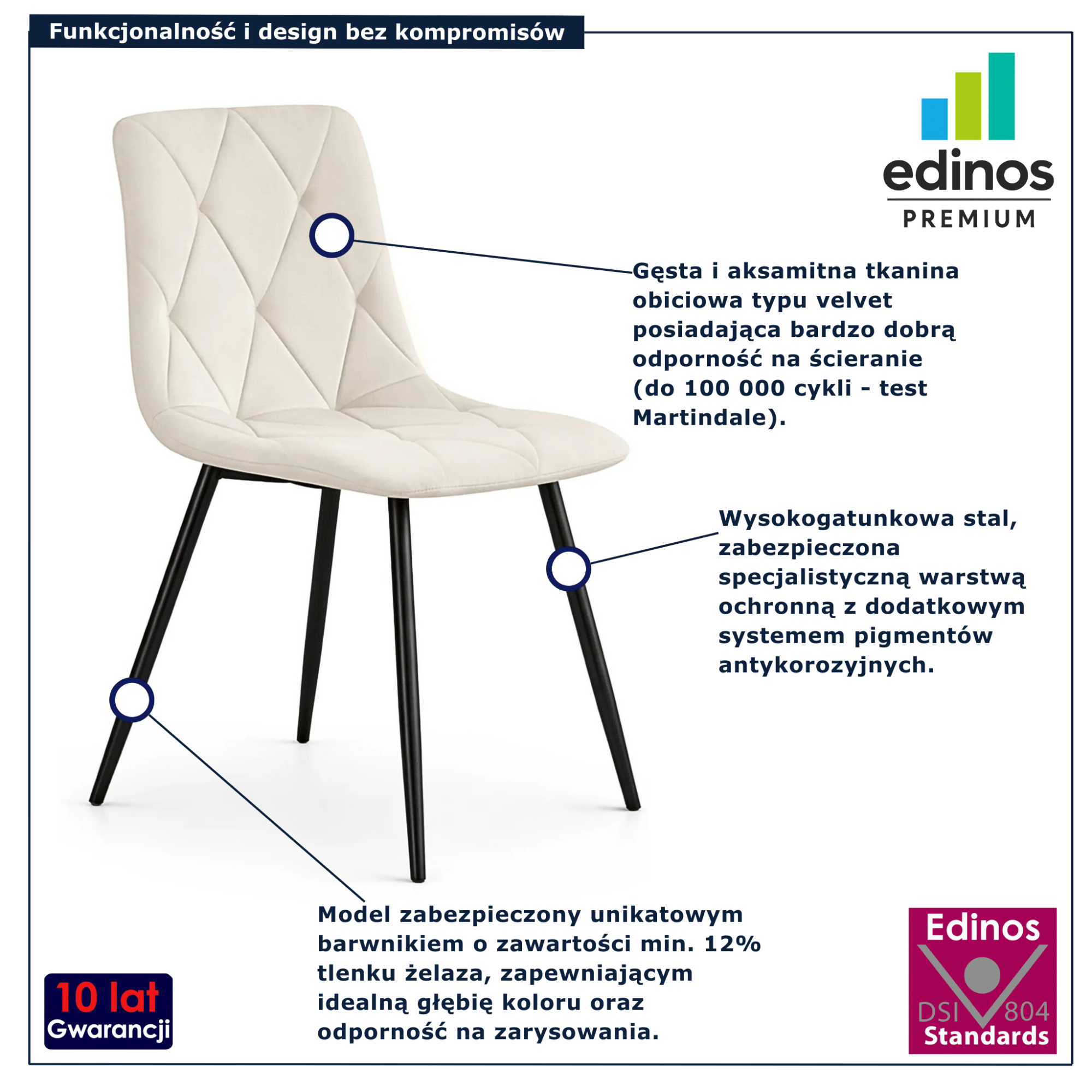 Kremowe krzesło tapicerowane welurem Lumario