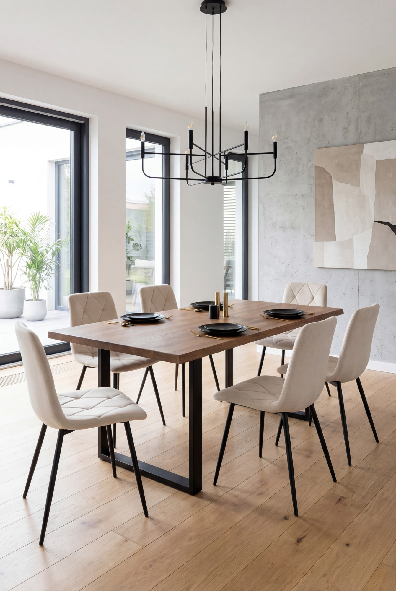 Aranżacja jadalni z kremowymi krzesłami Lumario