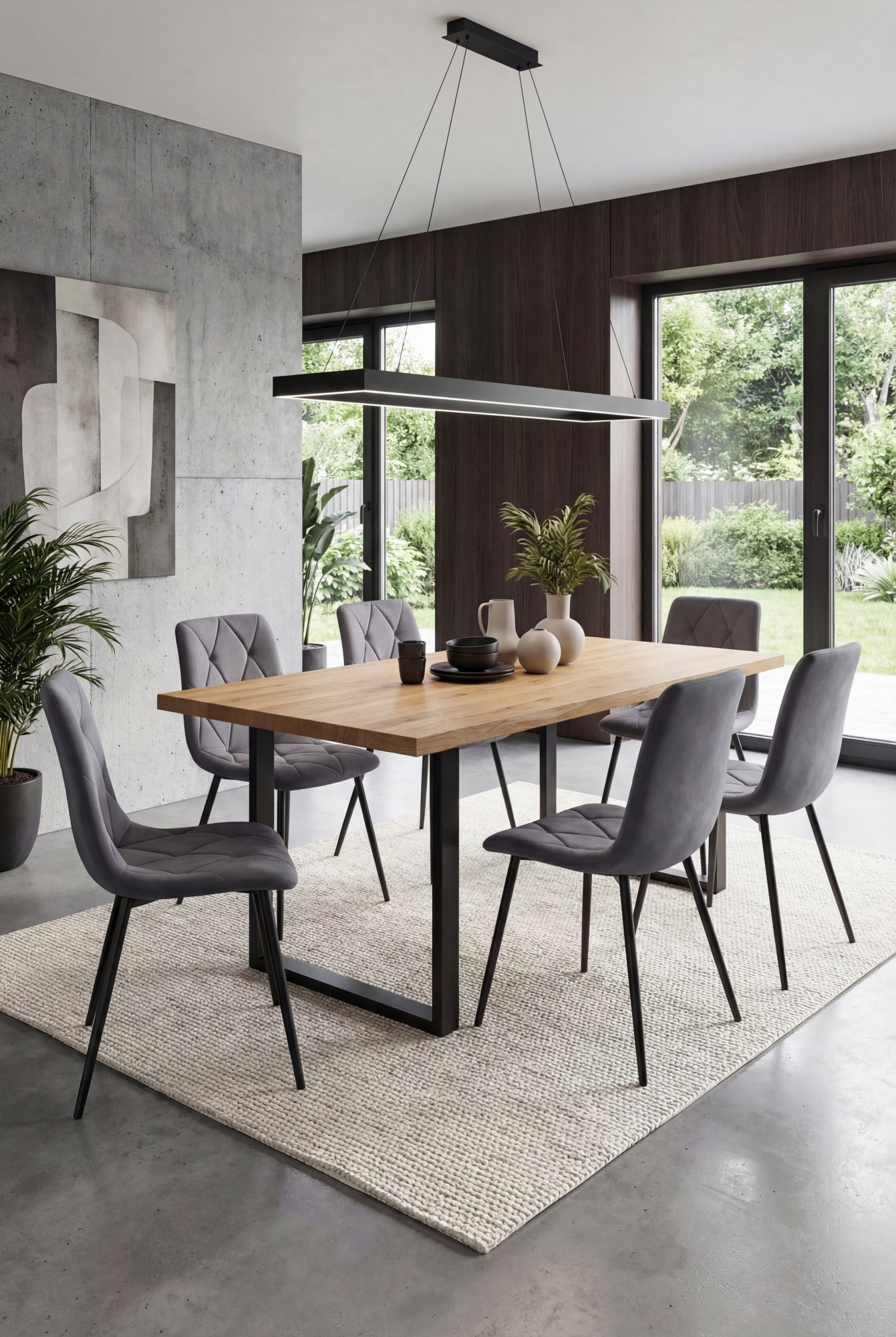 Aranżacja jadalni z grafitowymi krzesłami Lumario