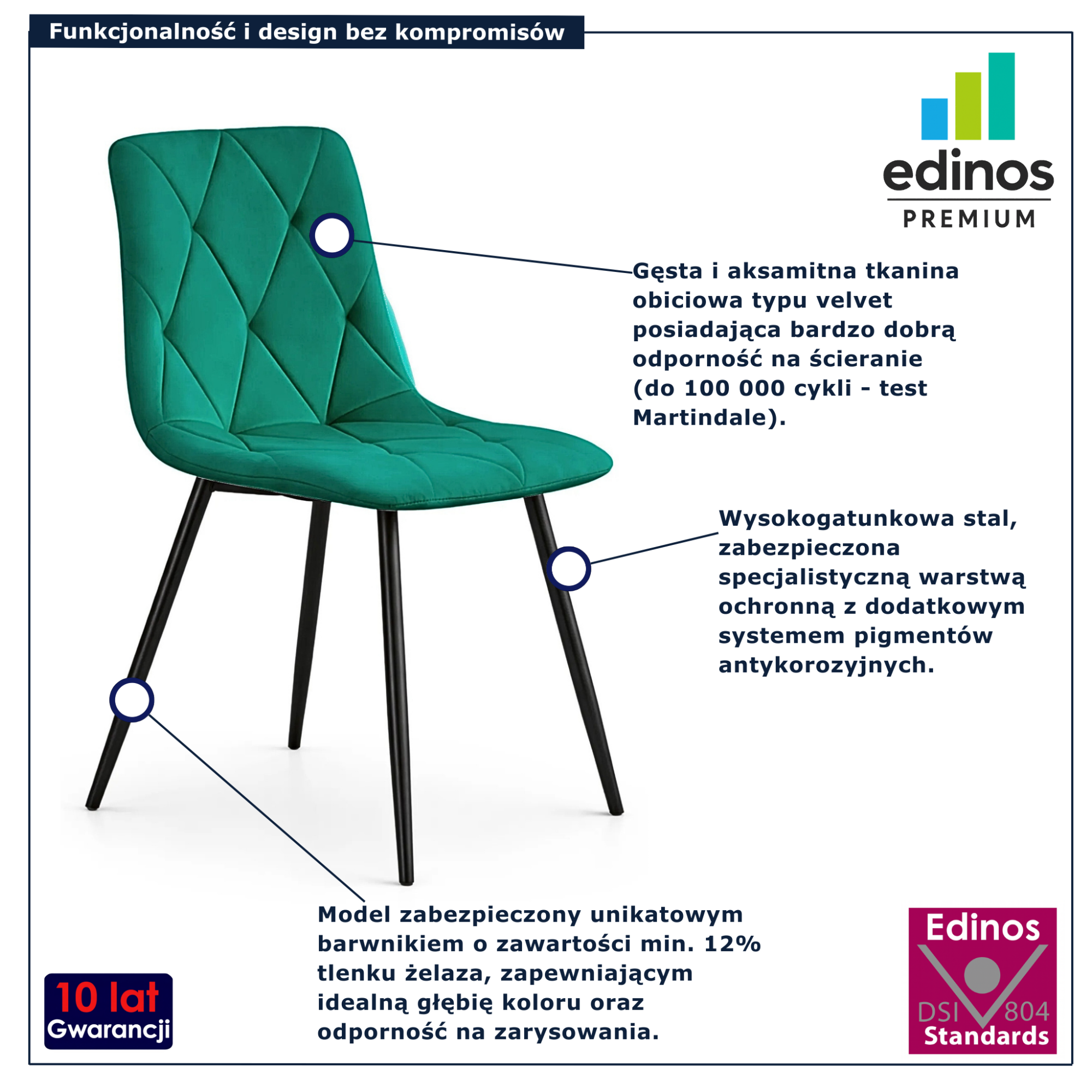 Zielone krzesło tapicerowane welurem Lumario