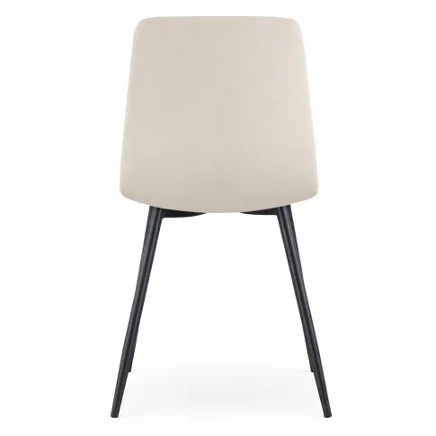 Szczegółowe zdjęcie nr 4 produktu 2x Welurowe krzesło tapicerowane pikowane Beżowe NERO Czarne nogi