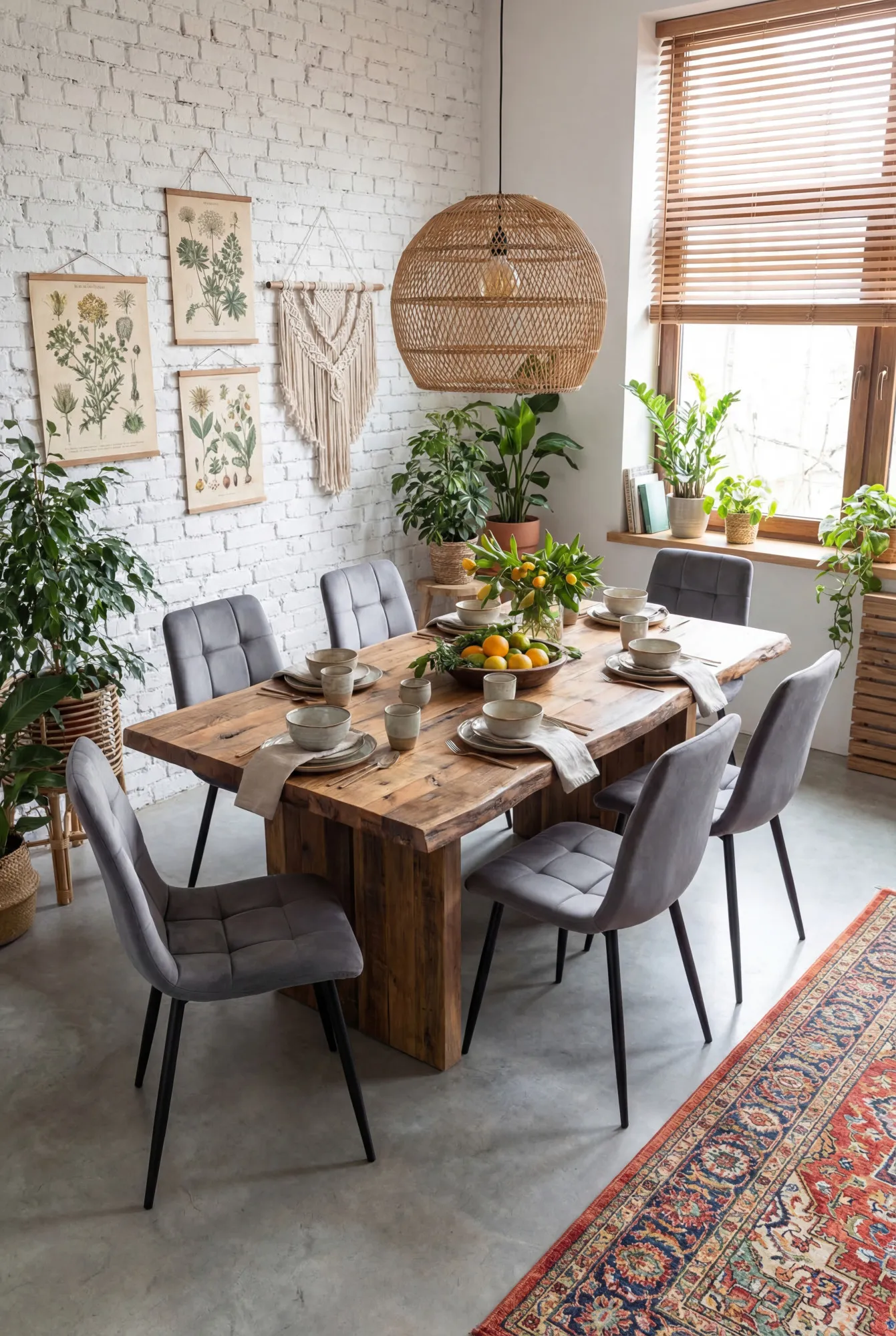 Aranżacja jadalni z grafitowymi krzesłami Verlino