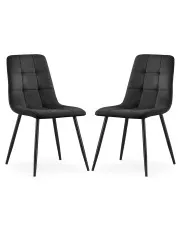 Zestaw 2 czarnych nowoczesnych krzeseł welurowych - Verlino w sklepie Edinos.pl