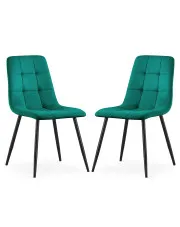 Zestaw 2 zielonych nowoczesnych krzeseł welurowych - Verlino w sklepie Edinos.pl
