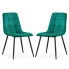 Zestaw 2 zielonych nowoczesnych krzeseł welurowych - Verlino