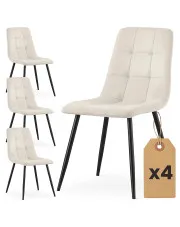 Zestaw 4 kremowych krzeseł pikowanych - Verlino w sklepie Edinos.pl