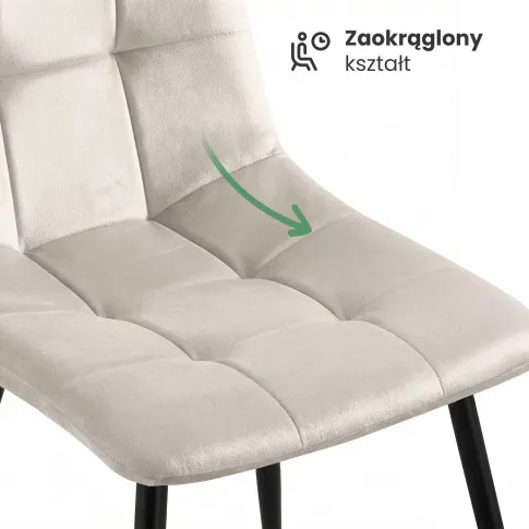 Szczegółowe zdjęcie nr 6 produktu 6x Welurowe krzesło tapicerowane pikowane Beżowe NERO Czarne nogi