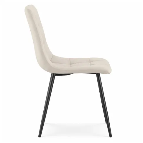 Fotografia 6x Welurowe krzesło tapicerowane pikowane Beżowe NERO Czarne nogi z kategorii Krzesła