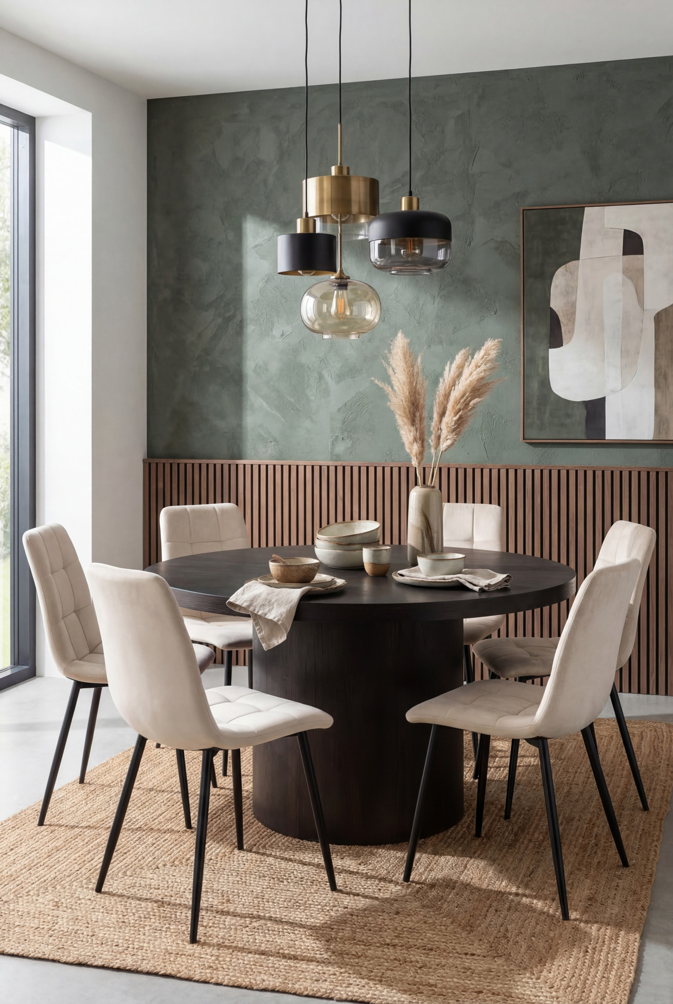 Aranżacja jadalni z kremowymi krzesłami Verlino