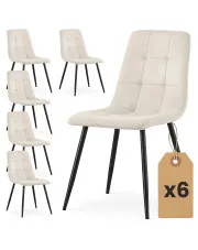 Zestaw 6 kremowych krzeseł tapicerowanych - Verlino w sklepie Edinos.pl
