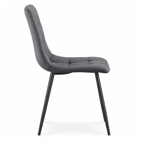 Fotografia 6x Welurowe krzesło tapicerowane pikowane Ciemny Grafit NERO Czarne nogi z kategorii Krzesła