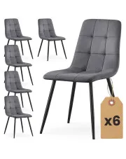Zestaw 6 grafitowych krzeseł tapicerowanych - Verlino w sklepie Edinos.pl