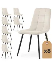 Zestaw 8 kremowych krzeseł tapicerowanych - Verlino w sklepie Edinos.pl
