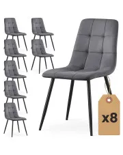 Zestaw 8 grafitowych krzeseł tapicerowanych - Verlino w sklepie Edinos.pl