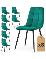 Zestaw 8 zielonych krzeseł pikowanych - Verlino w sklepie Edinos.pl