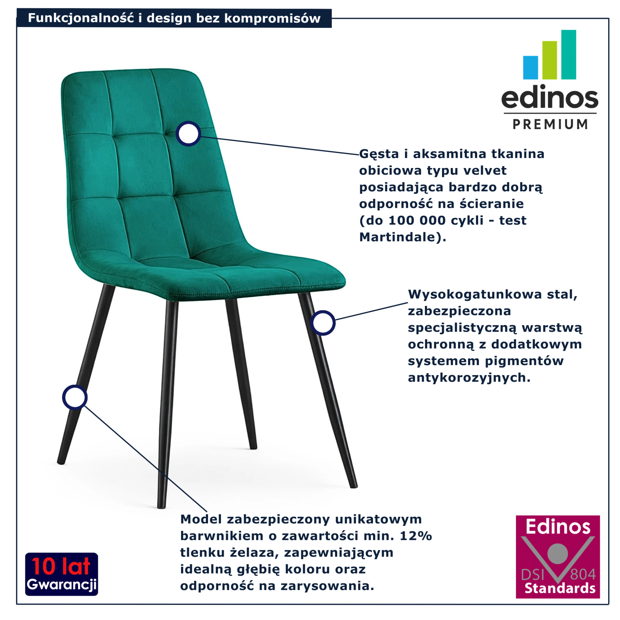 Zielone krzesło tapicerowane welurem Verlino