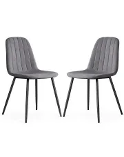 Zestaw 2 grafitowych krzeseł welurowych - Alveri w sklepie Edinos.pl