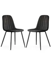 Zestaw 2 czarnych metalowych krzeseł pikowanych - Alveri  w sklepie Edinos.pl
