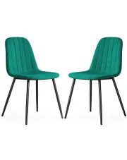 Zestaw 2 zielonych krzeseł tapicerowanych welurem - Alveri w sklepie Edinos.pl