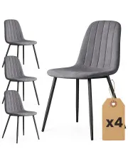 Zestaw 4 grafitowych krzeseł pikowanych - Alveri  w sklepie Edinos.pl