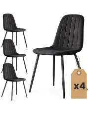 Zestaw 4 czarnych krzeseł welurowych - Alveri w sklepie Edinos.pl