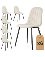 Zestaw 6 kremowych krzeseł welurowych - Alveri  w sklepie Edinos.pl