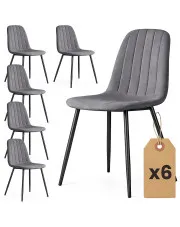 Zestaw 6 grafitowych krzeseł pikowanych - Alveri  w sklepie Edinos.pl