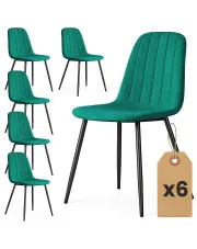Zestaw 6 pikowanych zielonych krzeseł welurowych - Alveri w sklepie Edinos.pl