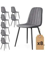 Zestaw 8 grafitowych krzeseł welurowych - Alveri w sklepie Edinos.pl