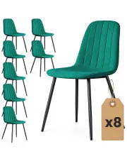 Zestaw 8 zielonych krzeseł pikowanych - Alveri w sklepie Edinos.pl