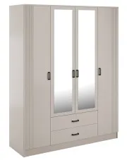Kaszmirowa czterodrzwiowa szafa uchylna z lustrem - Veloris w sklepie Edinos.pl