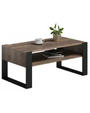 Rustykalna ława kawowa z półką dąb kolonialny + czarny - Bracio 3X w sklepie Edinos.pl