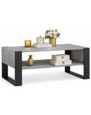 Nowoczesna ława kawowa do salonu beton + czarny - Bracio 3X w sklepie Edinos.pl