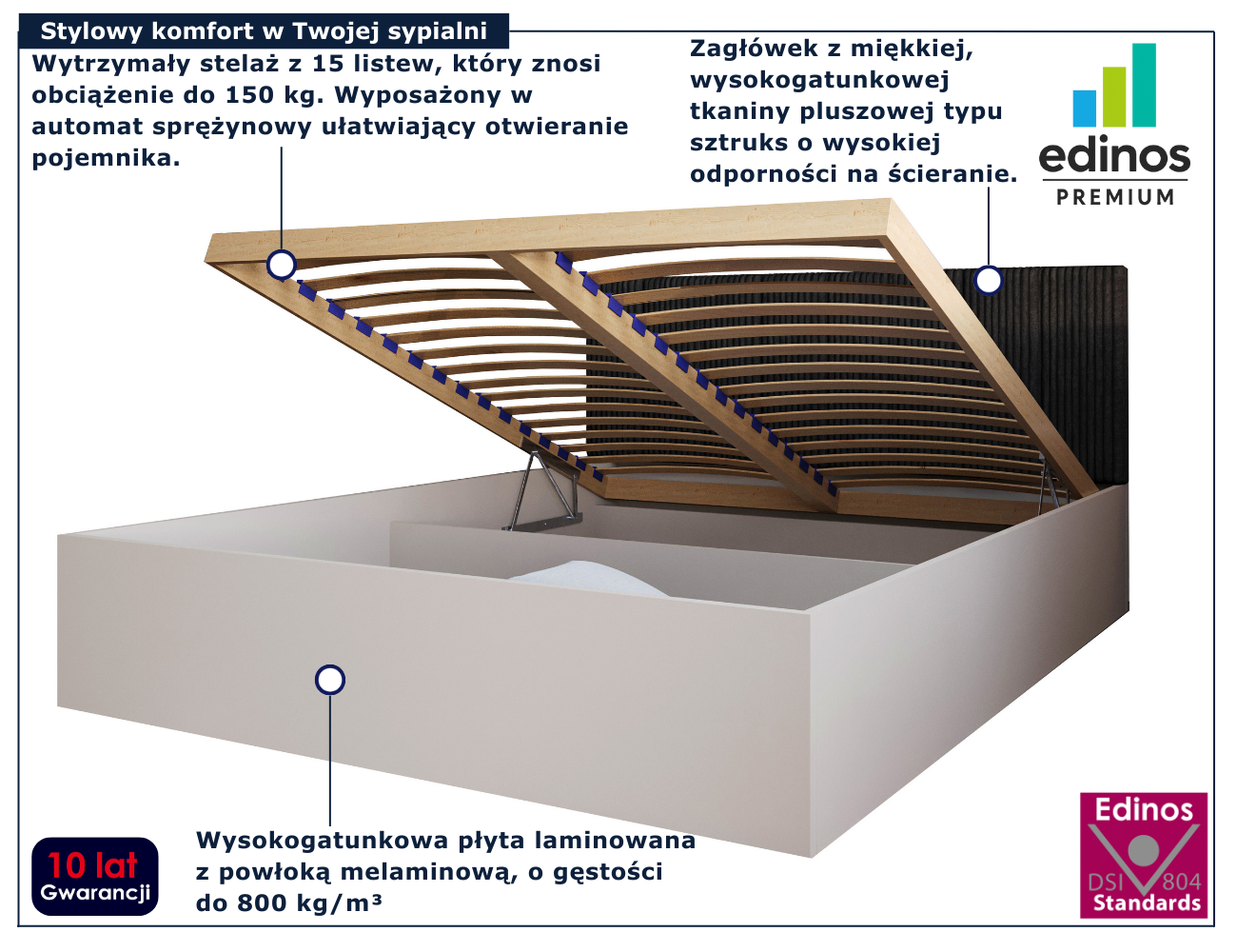 Kaszmirowe pojedyncze łóżko z czarnym sztruksowym 90x200 cm Werigio 4X