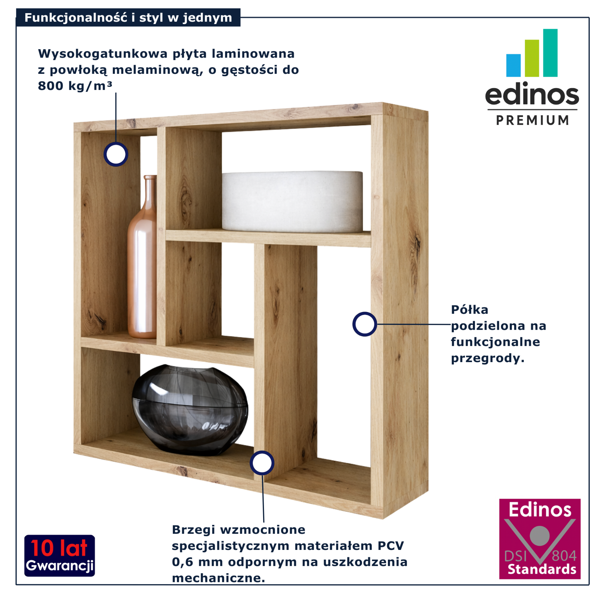 Skandynawska półka na książki Etiz dąb artisan