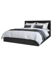 Czarne łóżko z tapicerowanym zagłówkiem 140x200 - Werigio 3X w sklepie Edinos.pl