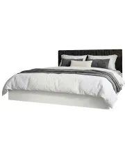 Białe łóżko z materacem i czarnym zagłówkiem 120x200 - Werigio 4X w sklepie Edinos.pl