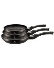 Czarny zestaw 3 aluminiowych patelni - Tulami 10X w sklepie Edinos.pl