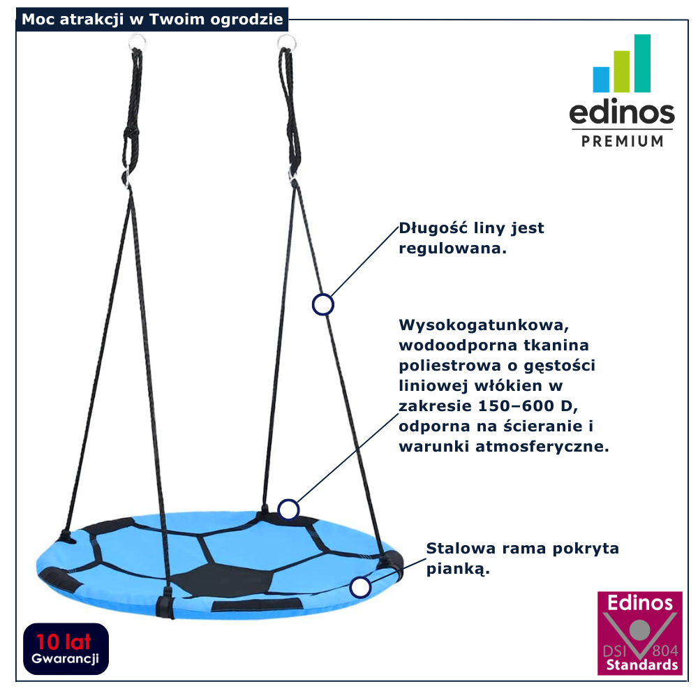 Niebieska huśtawka bocianie gniazdo dla chłopca do ogrodu Jaox