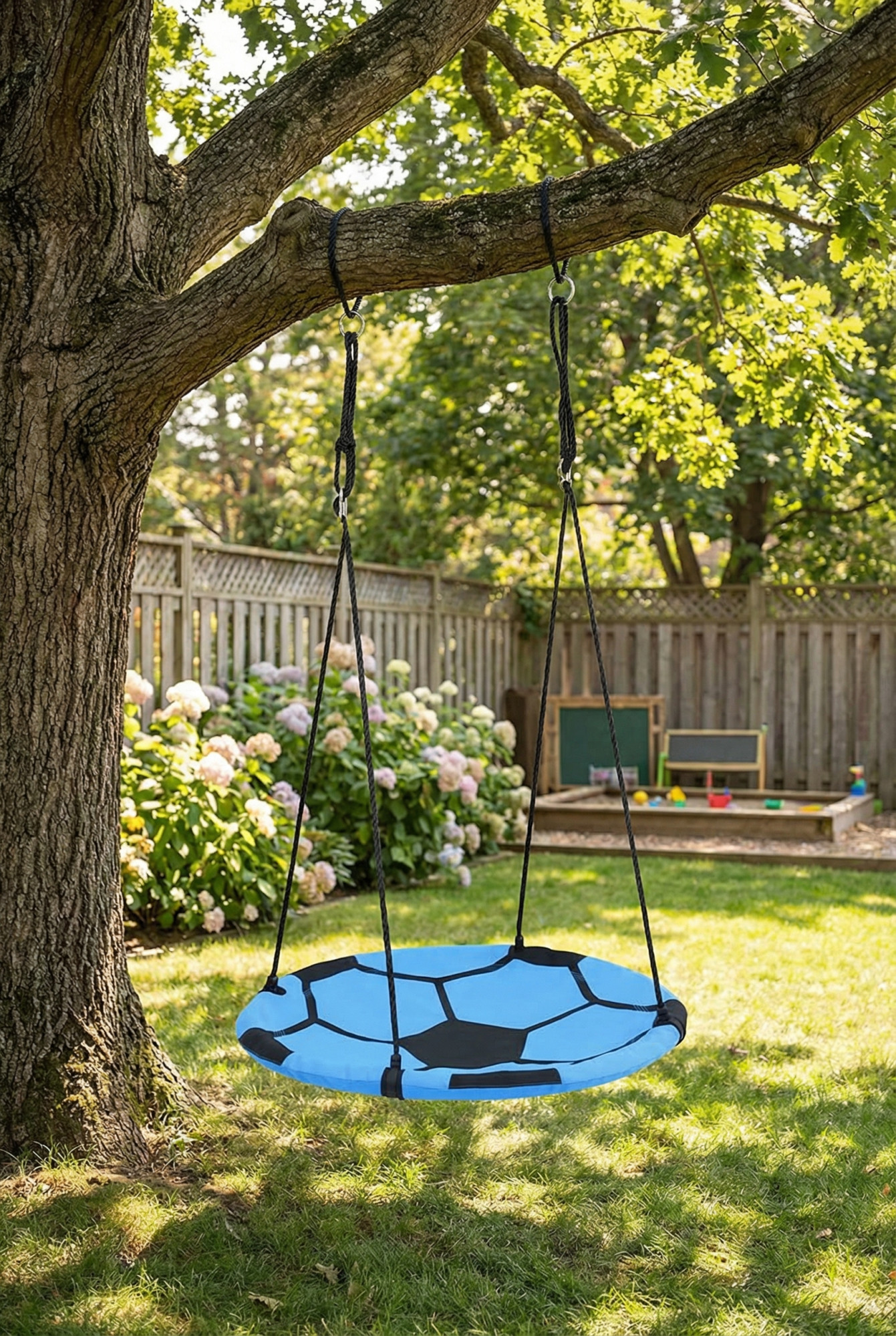 Ogród z wykorzystaniem huśtawki bocianie gniazdo dla chłopca Jaox