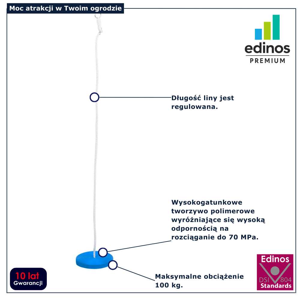 Niebieska huśtawka typu dysk dla dzieci Edio 4X
