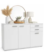 Biała komoda do przechowywania z półkami i szufladami - Asendri 4X w sklepie Edinos.pl