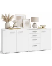 Duża biała komoda do przechowywania z szufladami - Asendri 5X w sklepie Edinos.pl