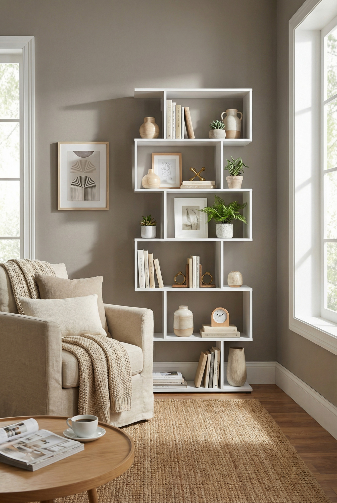 Wnętrze z wykorzystaniem regału ażurowego Asendri 10X