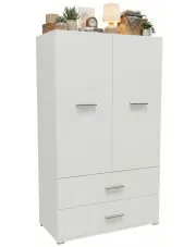 Biała dwudrzwiowa szafa z półkami i szufladami - Asendri 14X w sklepie Edinos.pl