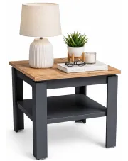 Kwadratowy stolik kawowy grafit + dąb wotan - Asendri 11X w sklepie Edinos.pl